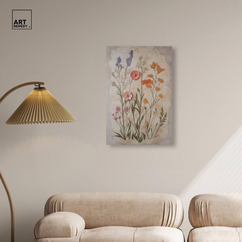 Sculpted Flora Frieze I Canvas by Art Remedy, Gallery Wrapped