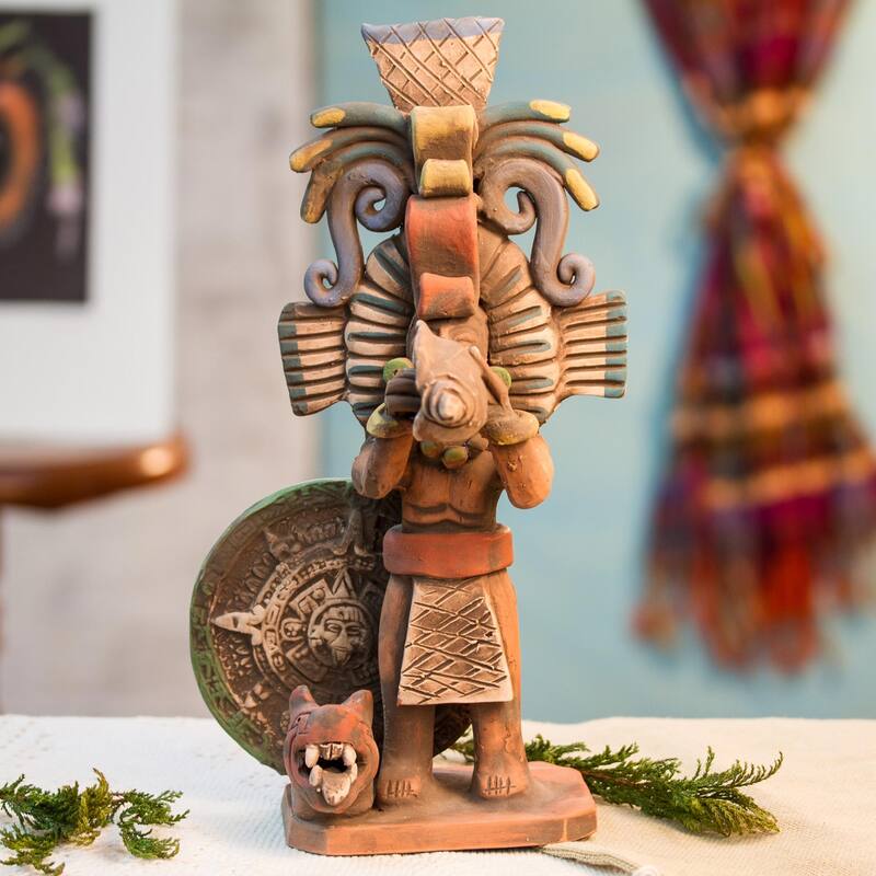 Novica Handmade Priest Of The Aztecs Ceramic Sculpture