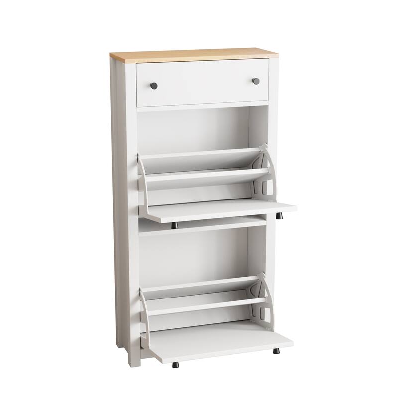 Wood Grain Pattern Top Shoe Cabinet with Drawer