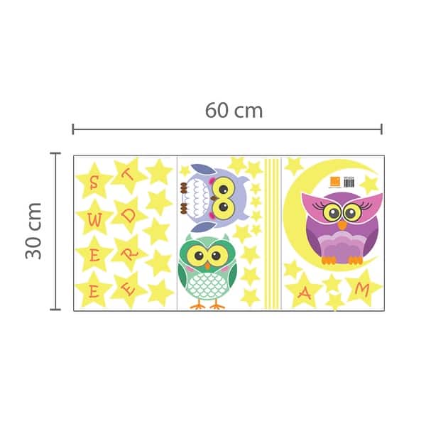 dimension image slide 0 of 3, Walplus Glow in Dark Owl Flower Tree Children Wall Sticker Nursery Decor
