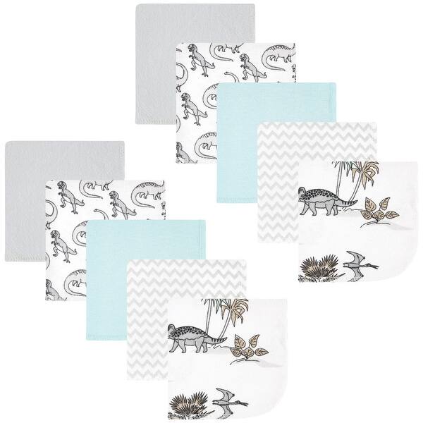 slide 1 of 1, Hudson Baby Flannel Cotton Washcloths, Neutral Dino World 10-Pack, One Size - Neutral Dino World 10-Pack - One Size One Size - Neutral Dino World 10-Pack