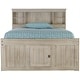 preview thumbnail 4 of 2, OS Home and Office Furniture Model 85221K12-22 Solid Pine Full Captains Bookcase Bed with 12 drawers in Light Ash