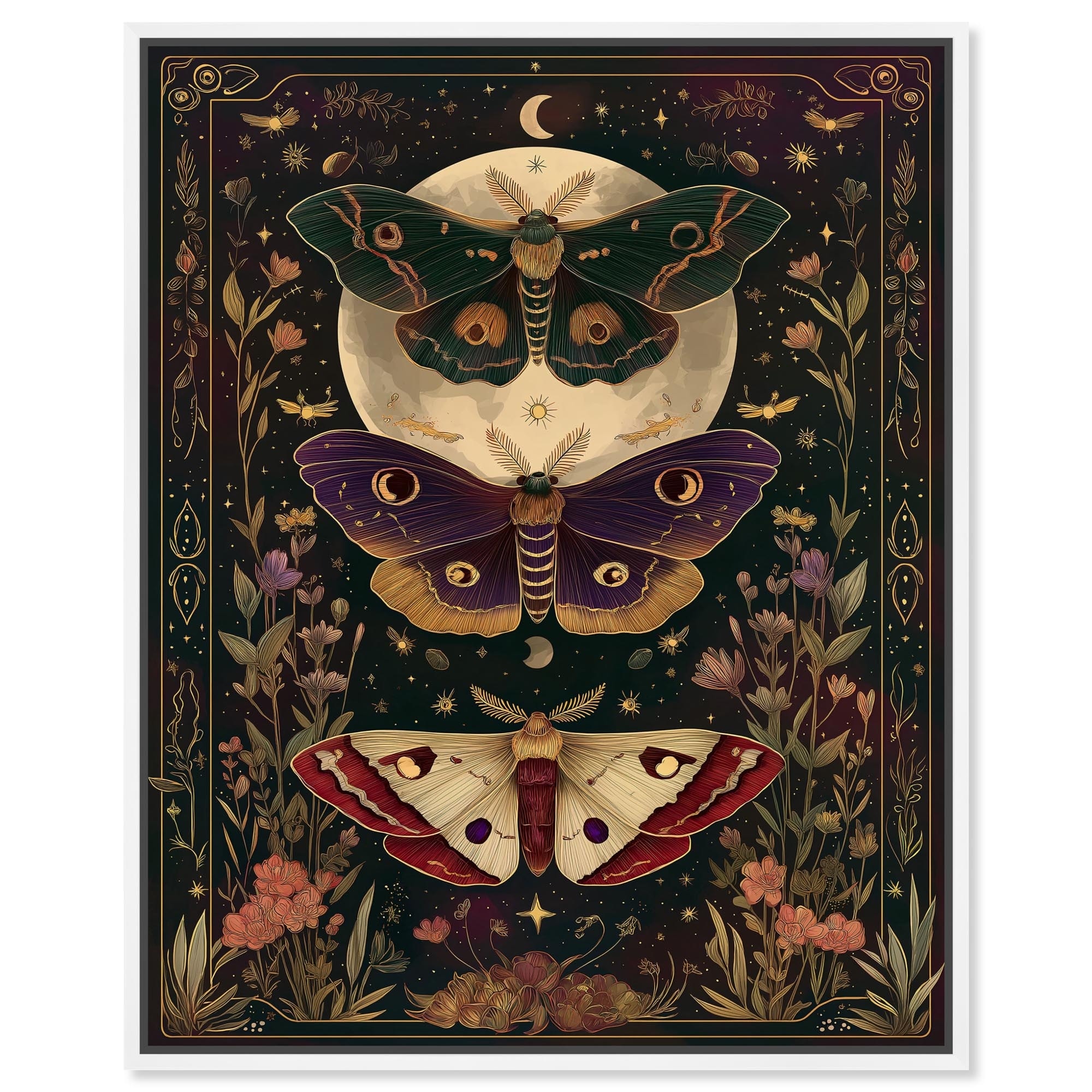 Messenger of Moon I Halloween Decor Framed Canvas Print by Art Remedy