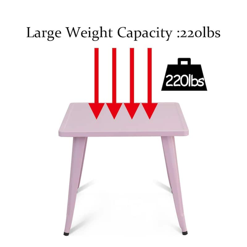 Costway Kids Steel 27'' Square Table Children Play Learn Activity