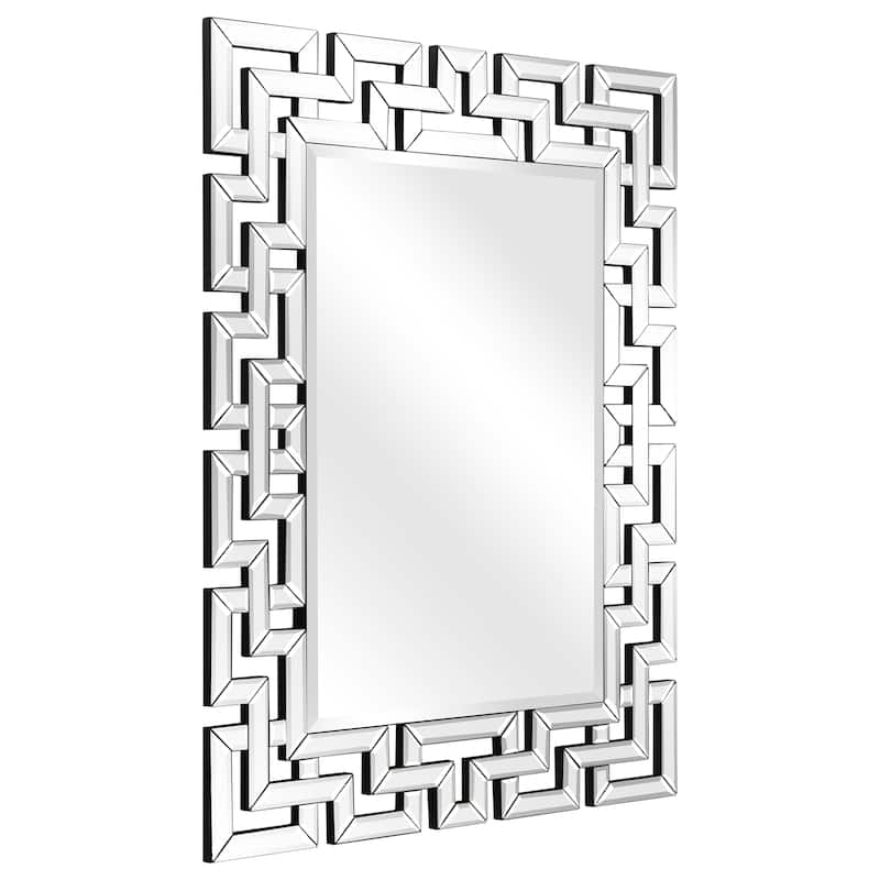 Elegant Geometric Border Beveled Decorative Wall Mirror - Clear - 31 x 40