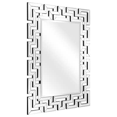 Elegant Geometric Border Beveled Decorative Wall Mirror - Clear - 31 x 40
