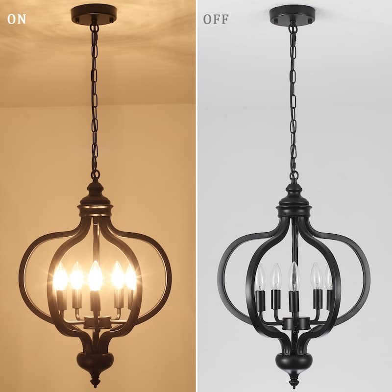 5-Light Metal Lantern Rustic Chandeliers for Entryway Hallway