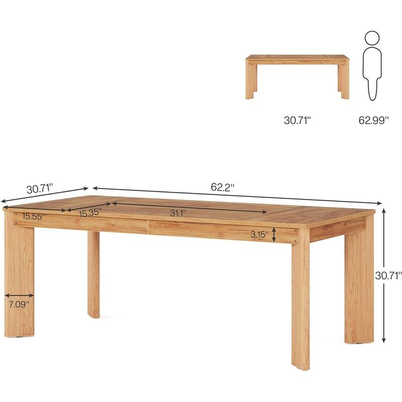 62.2-Inch Modern Computer Desk, Large Office Executive Desk for Home Office