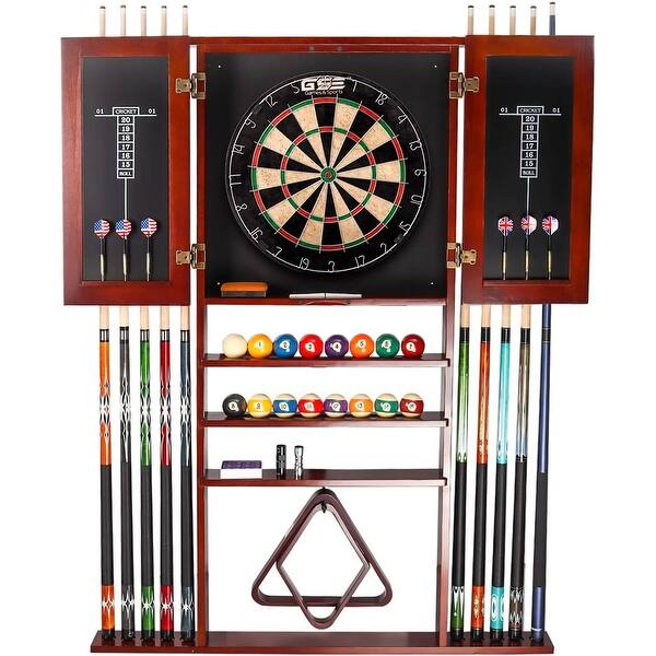 GSE™ 10-Cue Wall Mounting Billiard Cue Rack & Dart Board Cabinet ...