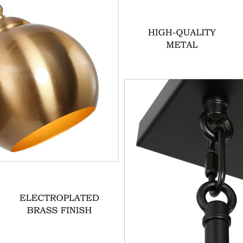 Modern 6-Light Black Gold Linear Chandeliers Glam Metal Island Light for Dining Room