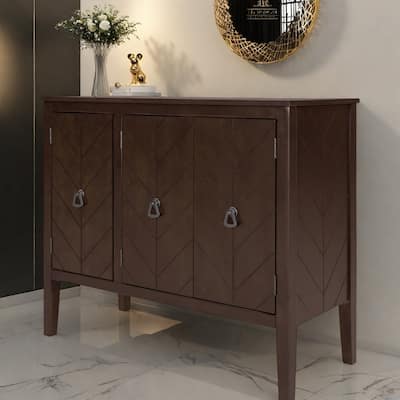37" MDF Rustic with Adjustable Shelves - Solid Pine Legs & Metal Handles