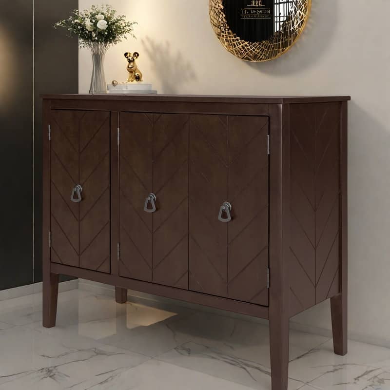 37" MDF Rustic with Adjustable Shelves - Solid Pine Legs & Metal Handles