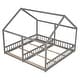 preview thumbnail 8 of 18, Twin Size House Platform Beds, 2-in-1 Shared Beds with Railing, Sturdy Pine and MDF Construction, Safe Design, Grey