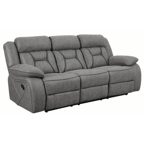 Upholstered Reclining Sofa in Grey Finish