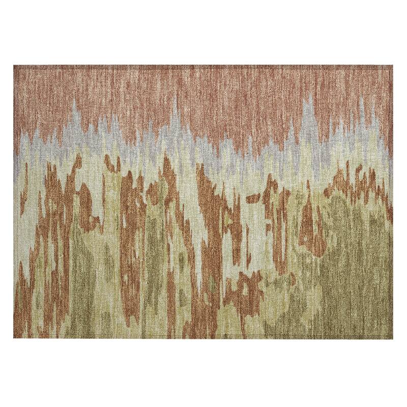 Machine Washable Indoor/ Outdoor Brushstrokes Ombre Chantille Rug