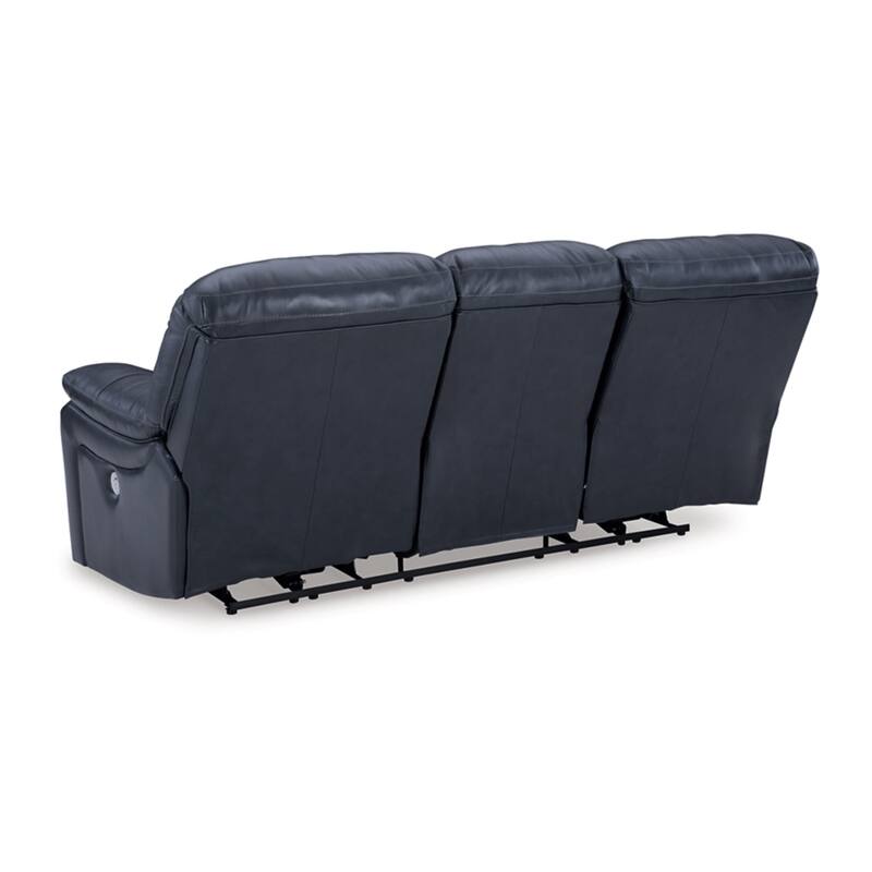 Leesa Power Recliner Sofa, Soft Ocean Blue Leather, USB Port, 88 Inch