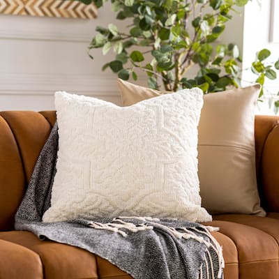Mahira Textured Pattern Solid Color Throw Pillow