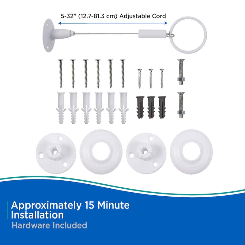 Kenney Corner Permanent Mount Shower Curtain Rod - White