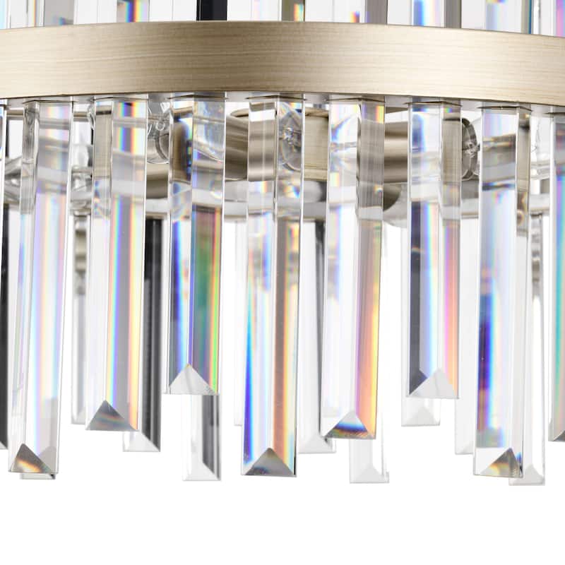 Casandra Brushed Champagne Silver 5-light Drum Crystal Chandelier