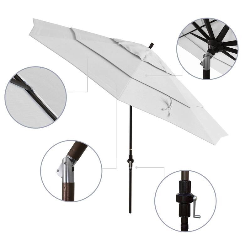 California Umbrella 11' Rd. Aluminum Market Umbrella, Crank Lift, Collar Tilt, Dbl Wind Vent, Bronze Finish, Olefin Fabric