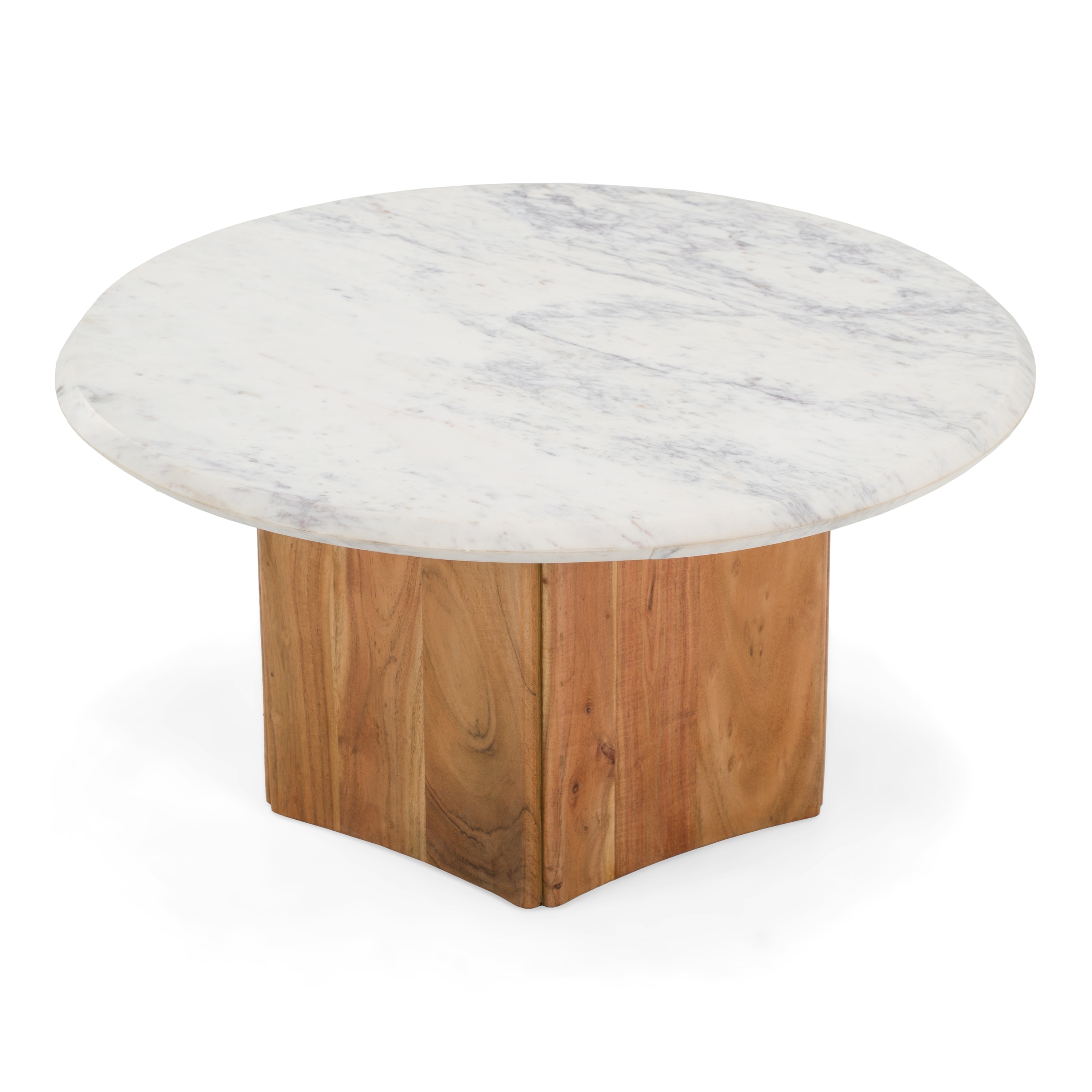 Dillinger Modern White Marble & Mango Wood Coffee Table
