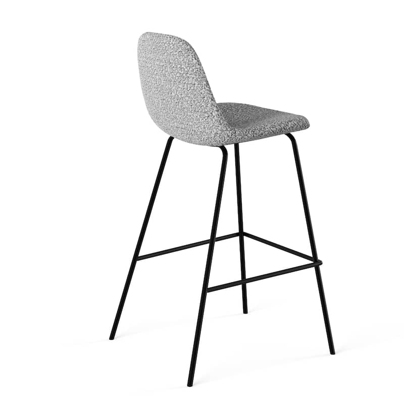 Counter Stools in White Boucle Black Legs (Set of 2)