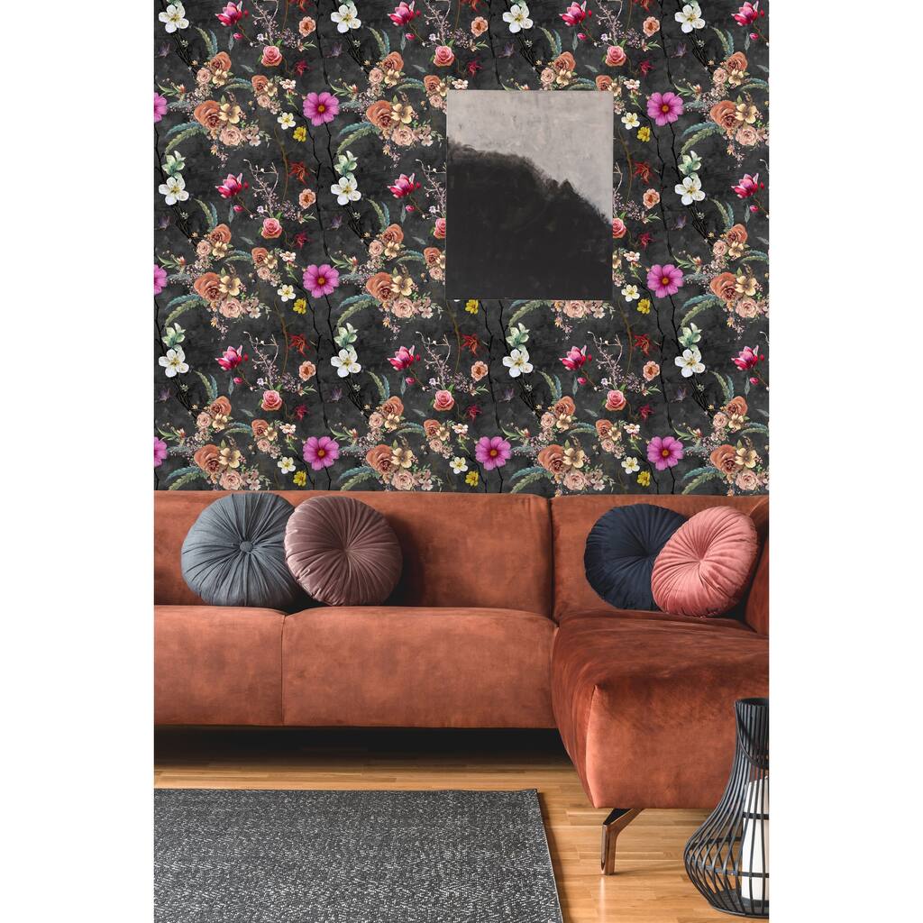 Hand Painted Flowers Peel and Stick Wallpaper