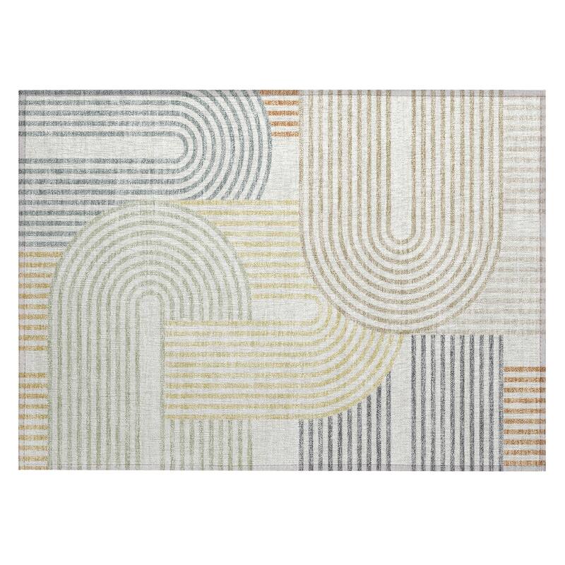 Machine Washable Indoor/ Outdoor Modern Basehor Chantille Rug