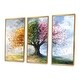 preview thumbnail 9 of 16, Designart - Pink Tree With Four Seasons - Tree of Life Canvas Wall Art Set - Traditional Framed Wall Art 3 Pieces