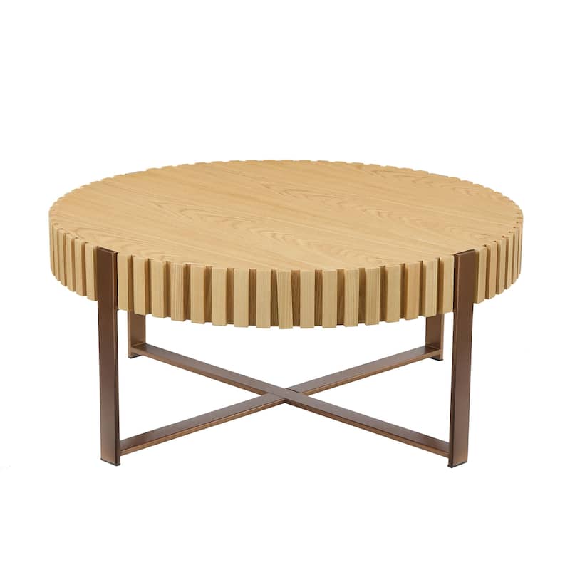Modern Handcraft Drum Coffee Table 31.5 Inch Round Coffee Table