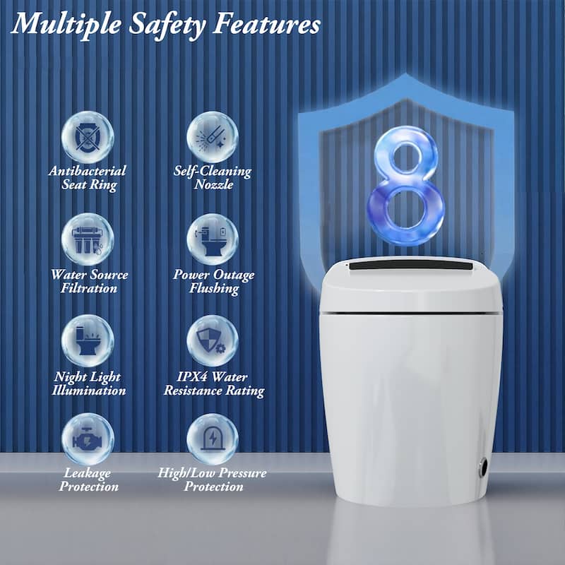 Smart Toilet with Heated Seat & Warm Air Dryer, Auto Flush One Piece Toilet with Night Light, Self Cleaning Nozzle