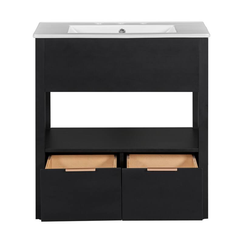 Freestanding 30-Inch Vanity with Single Sink, Painted Finish, and Ample Storage, Modern Design - 30in L