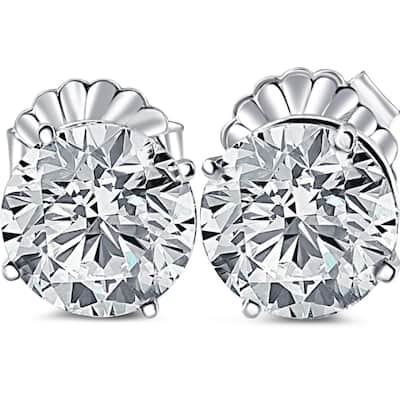 8Ct TW Certified Lab Grown Diamond Studs in White Gold