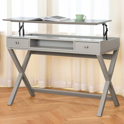 HomyLin Adjustable Home Office Lift Desk with 2 Drawers 44.1-Inch Wide