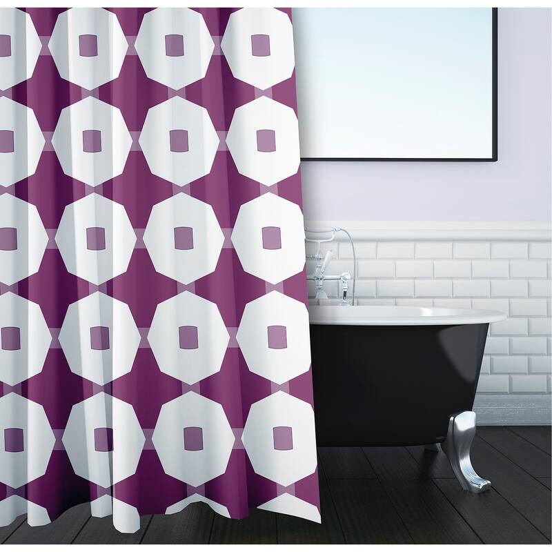 Button Up Geometric Print Shower Curtain