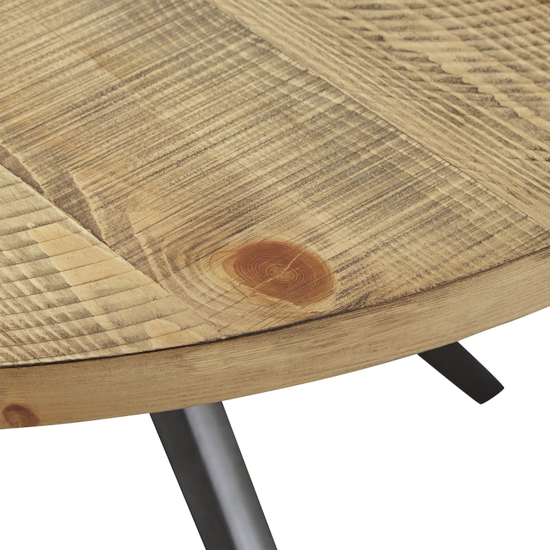 Calem Wood Finish and Iron Grey Metal Base 45" Round Dining Table by iNSPIRE Q Modern