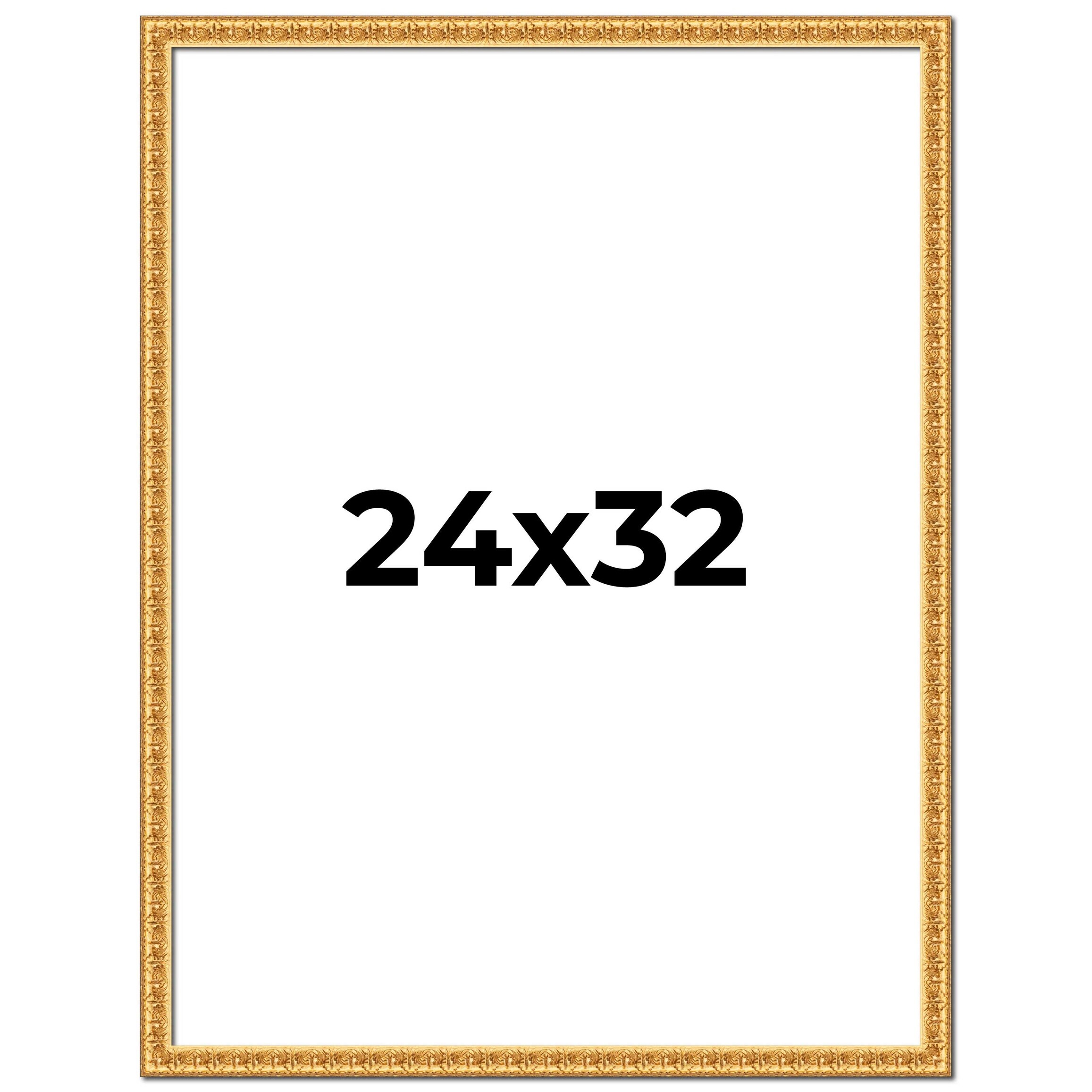 24x32 Frame Gold Real Wood Picture Frame Width 1 inches | Interior