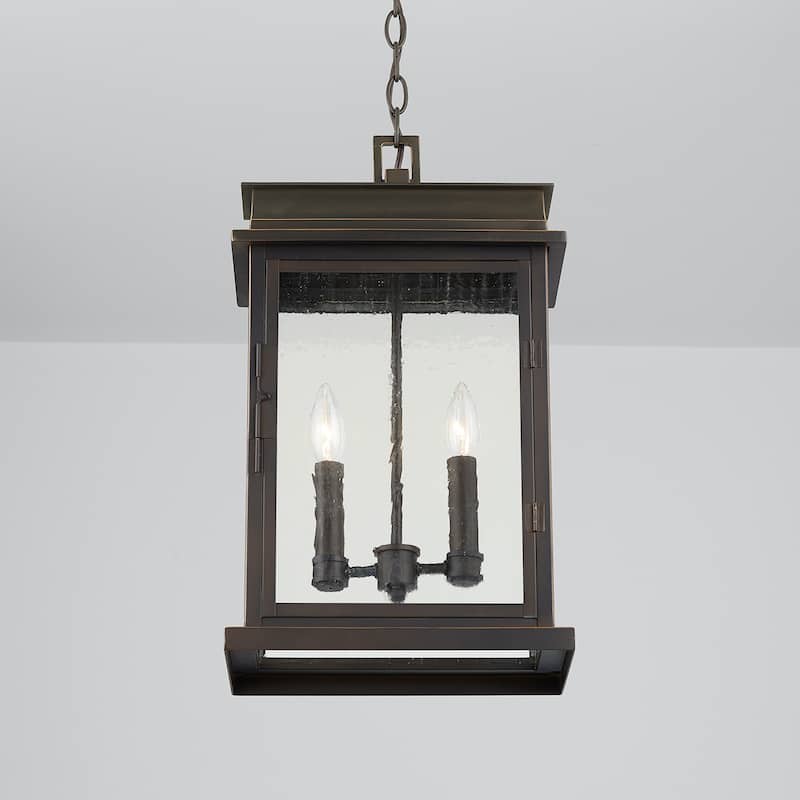 Bolton 2-light Oiled Bronze Outdoor Hanging Lantern/ Pendant
