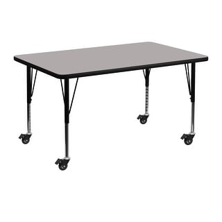 Mobile 30"W x 48"L Rectangular HP Laminate Adjustable Activity Table