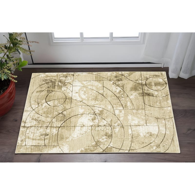 HomeRootsGeometric Modern Rectangle Area Rug - 60.24' X '39.37' X '0.39