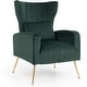 preview thumbnail 3 of 30, Costway Velvet Upholstered Wingback Chair with Lumbar Pillow & Golden - See Details Turquoise