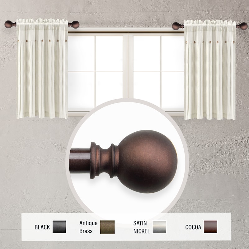 InStyleDesign Orb 5/8 inch dia. Side Curtain Rod 12-20 inch long (Set of 2) - Cocoa