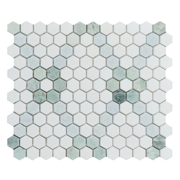 ES STONE - Marble Hexagon Flower Mosaic Tile - Case (10 Sheets