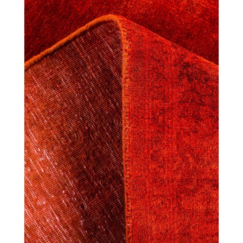 Overton Hand Knotted Wool Vintage Inspired Modern Contemporary Overdyed Orange Runner Rug - 2' 7" x 23' 9"