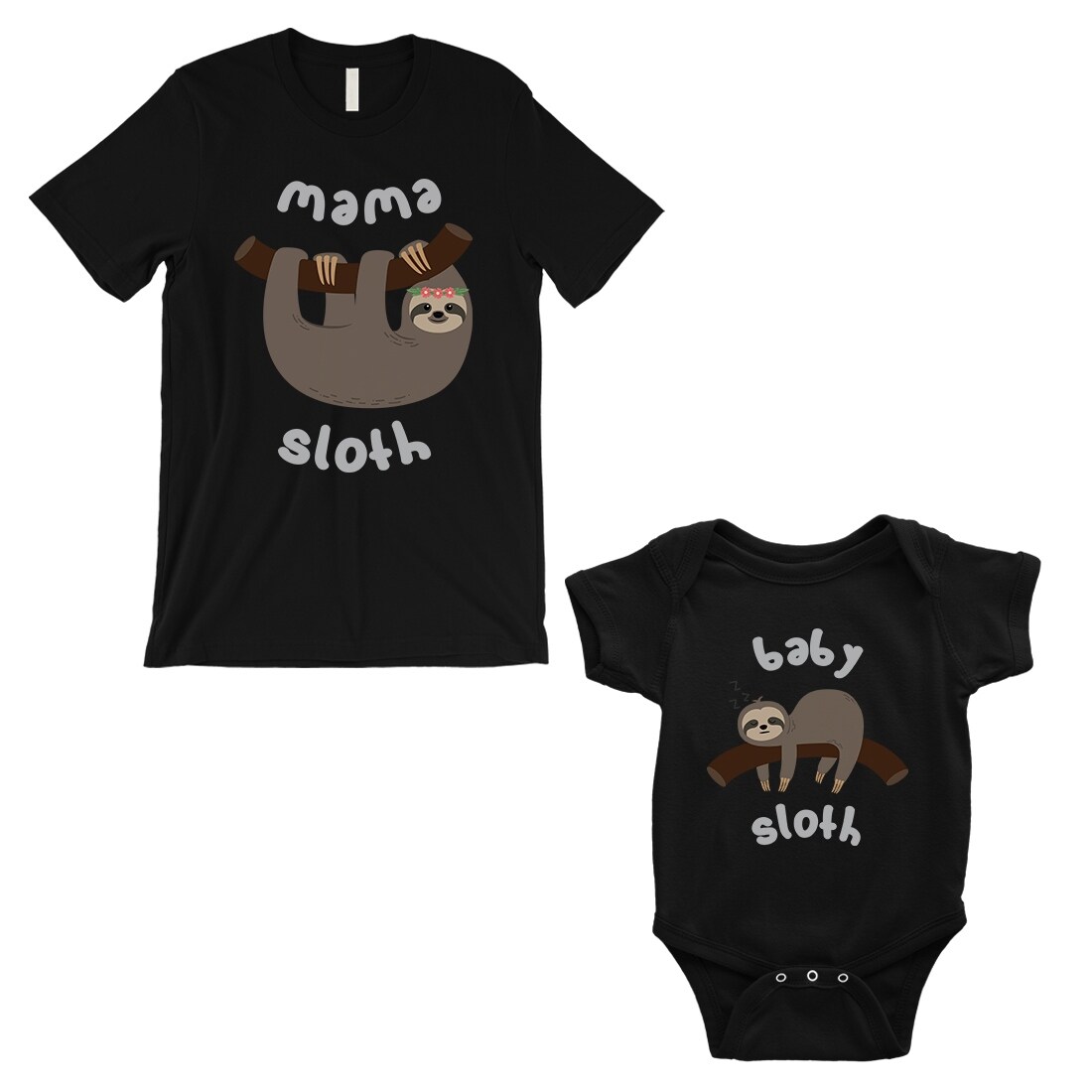 Shop Mama Baby Sloth Mom And Baby Matching Shirts Black For