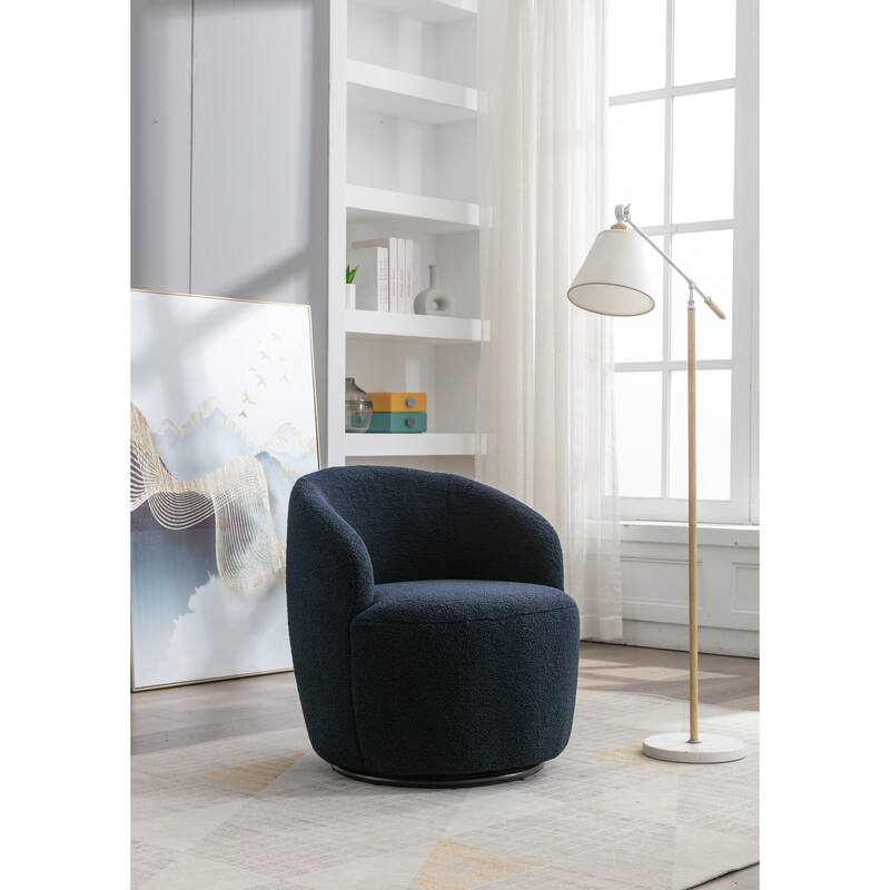 25.60" Swivel Barrel Chair, Modern Small Single Sofa Chair Comfy Round Upholstered Armchair for Living Room Bedroom