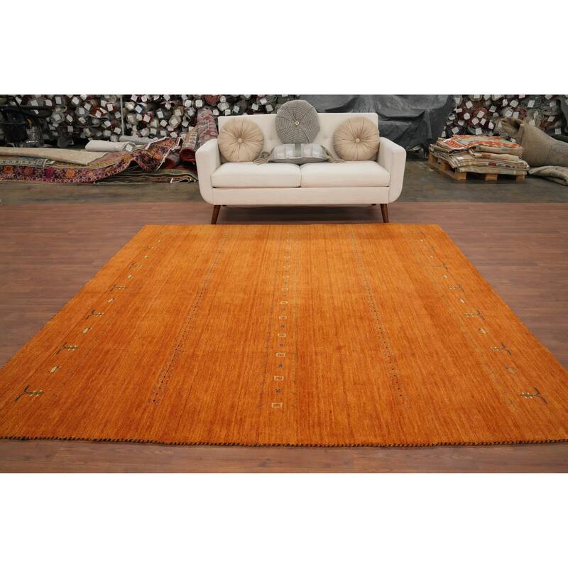 Hand Knotted Oriental 100% Wool Carpet Tribal Animal Pictorial Oranges & Rust Gabbeh Area Rug - 8' 0'' X 7' 11''