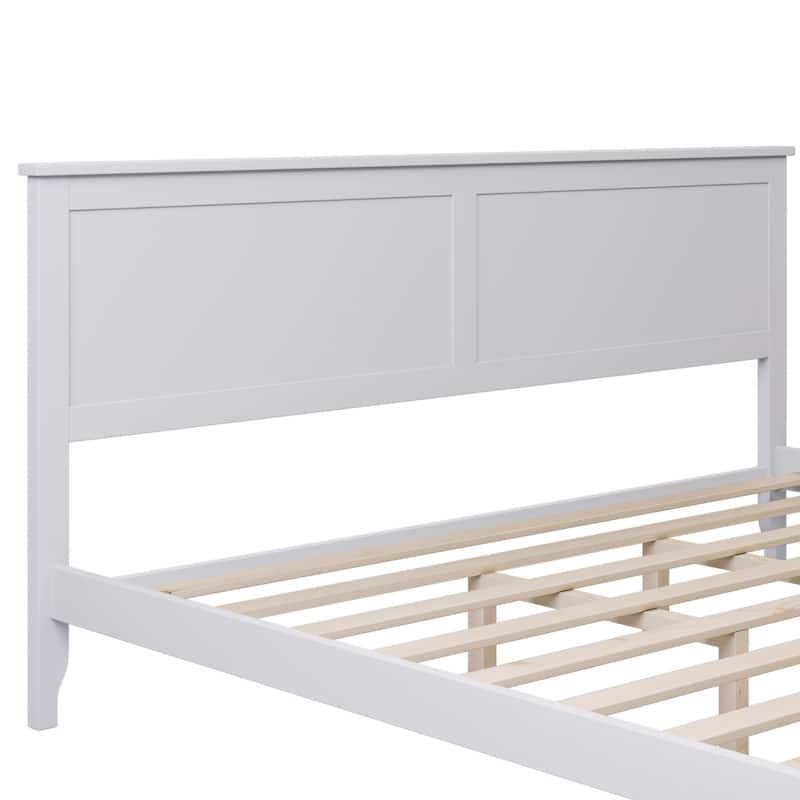 Modern Simple Solid Wood Platform Bed Frame with Sturdy Wooden Slats
