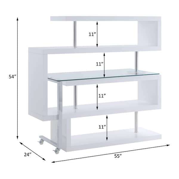 ACME Buck II Writing Desk with Shelf in Clear and White High Gloss On
