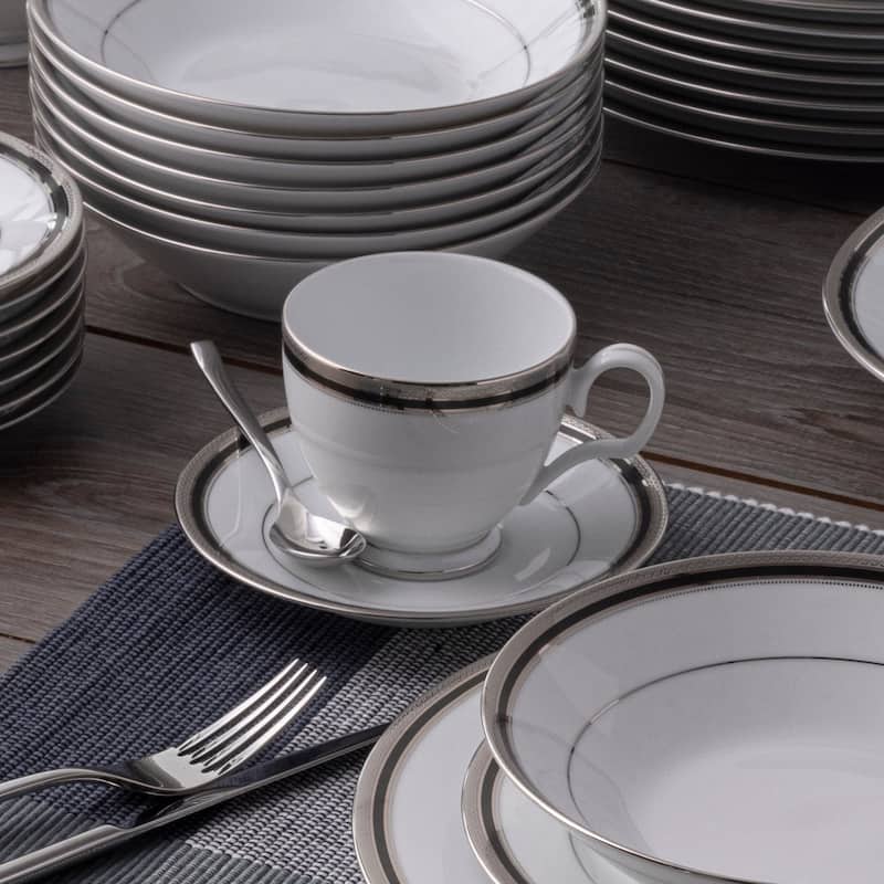 Noritake Austin Platinum Set Of 4 Teacups, 8 oz.